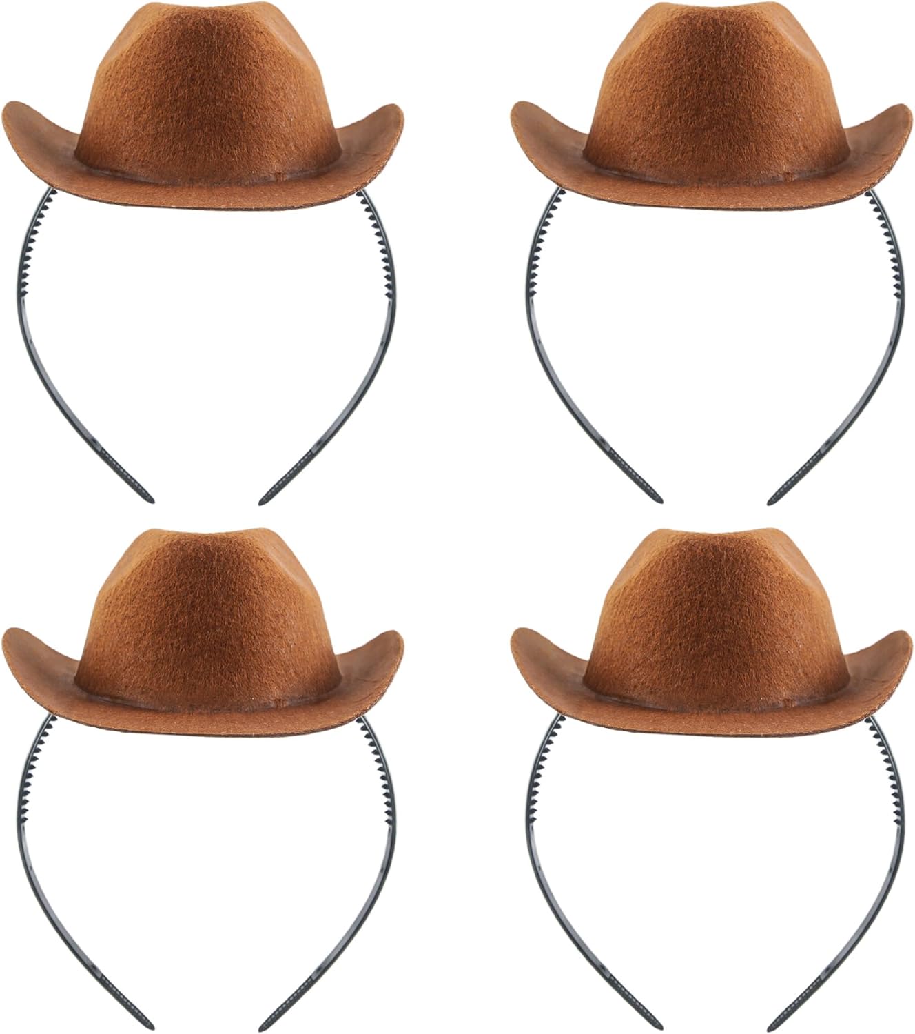 4 Pack Mini Cowboy Hat Headband Western Cowboy Headband Small Cowgirl Hat Boppers for Adult Kids Masquerade Party