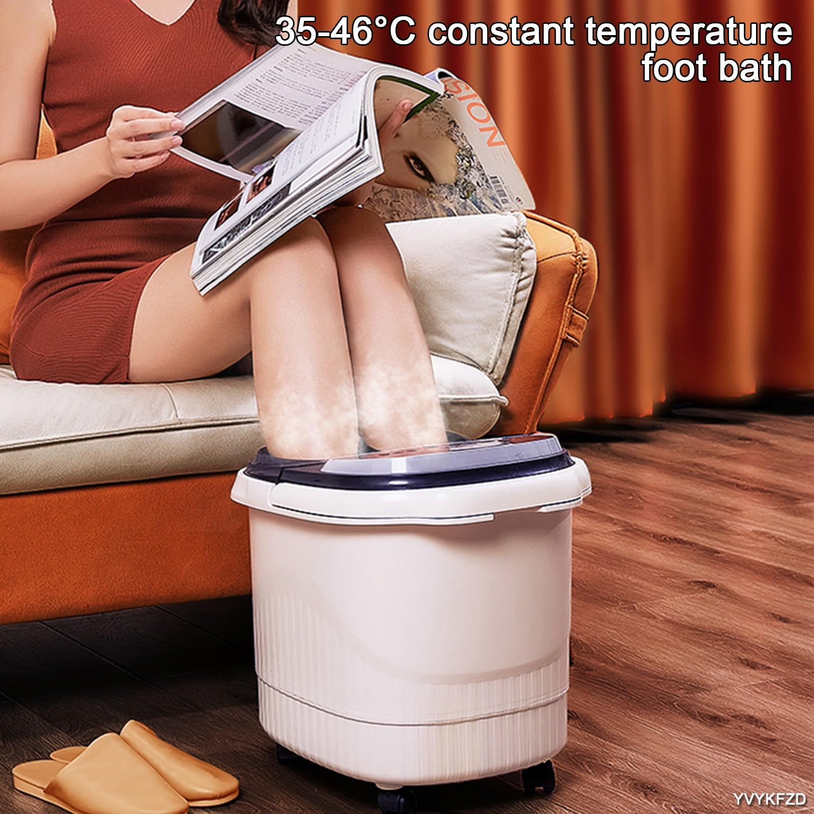 Baño de spa portátil para pies con calor, luz roja, control de temperatura y burbujas para pies cansados y alivio del estrés en casa