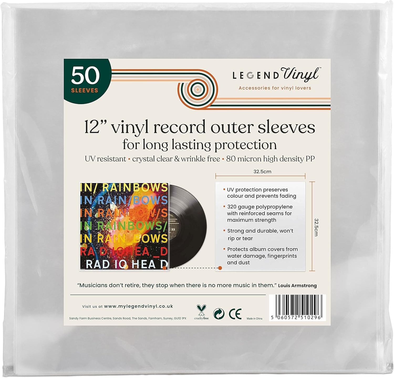 Legend Koszulki na winyle 12”, krystalicznie przezroczyste, odporne na zagniecenia, wytrzymałe, chronią przed blaknięciem, pasują do większości składanych okładek i podwójnych płyt, 50 szt.