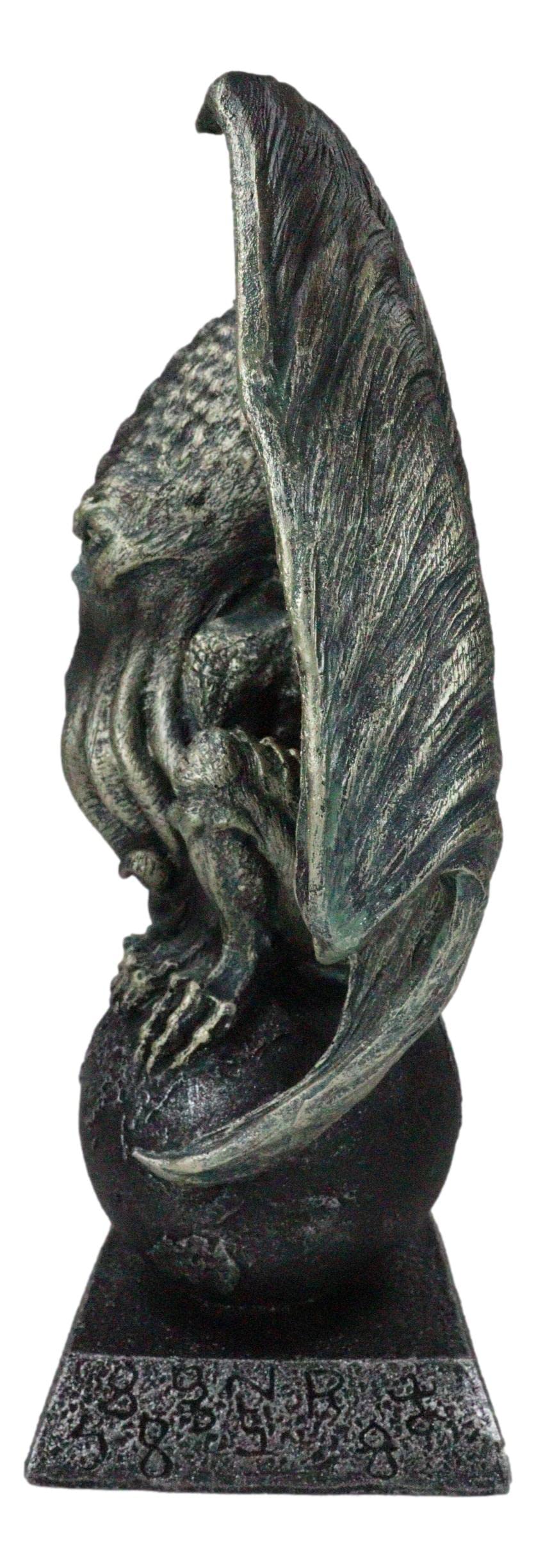 Ebros Gift High Priest Great Old Ones The Call of Cthulhu Sitting On Earth Globe Orb Figurine 9.5" H Fantasy Mythology Kraken Sea Monster Octopus Sculpture The Ancient One Nautical Marine Decor