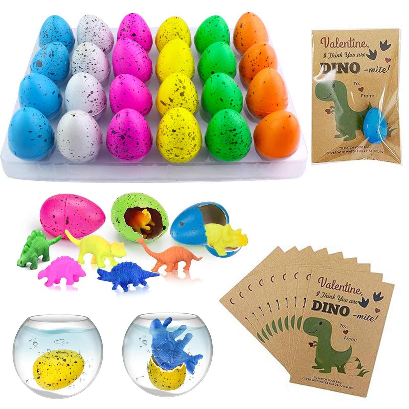 Dinosaur Eggs - 24PCS Hatching Dinosaur Egg Toy for Kids, Grow in Water Dino Eggs, Dinosaur Party Bags Fillers, Classroom Prizes, Pinata Fillers, Goodie Bag Stuffers, Carnival Bulk, Novelty Toys