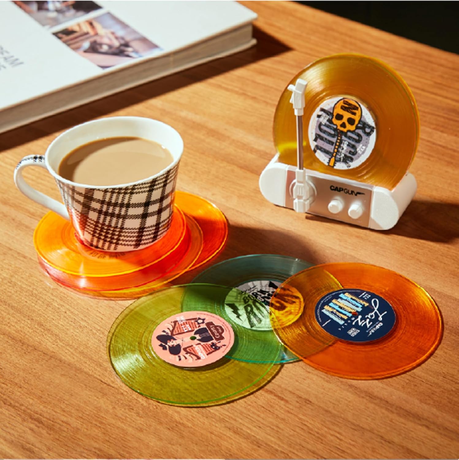 Funny Retro Vinyl Record Coasters, Creative Drink Coasters Set of 6 with Vinyl Record Player Holder for Music Lovers, Housewarming Hostess Gifts, Birthday and White Elephant Gifts Ideas - Image 6