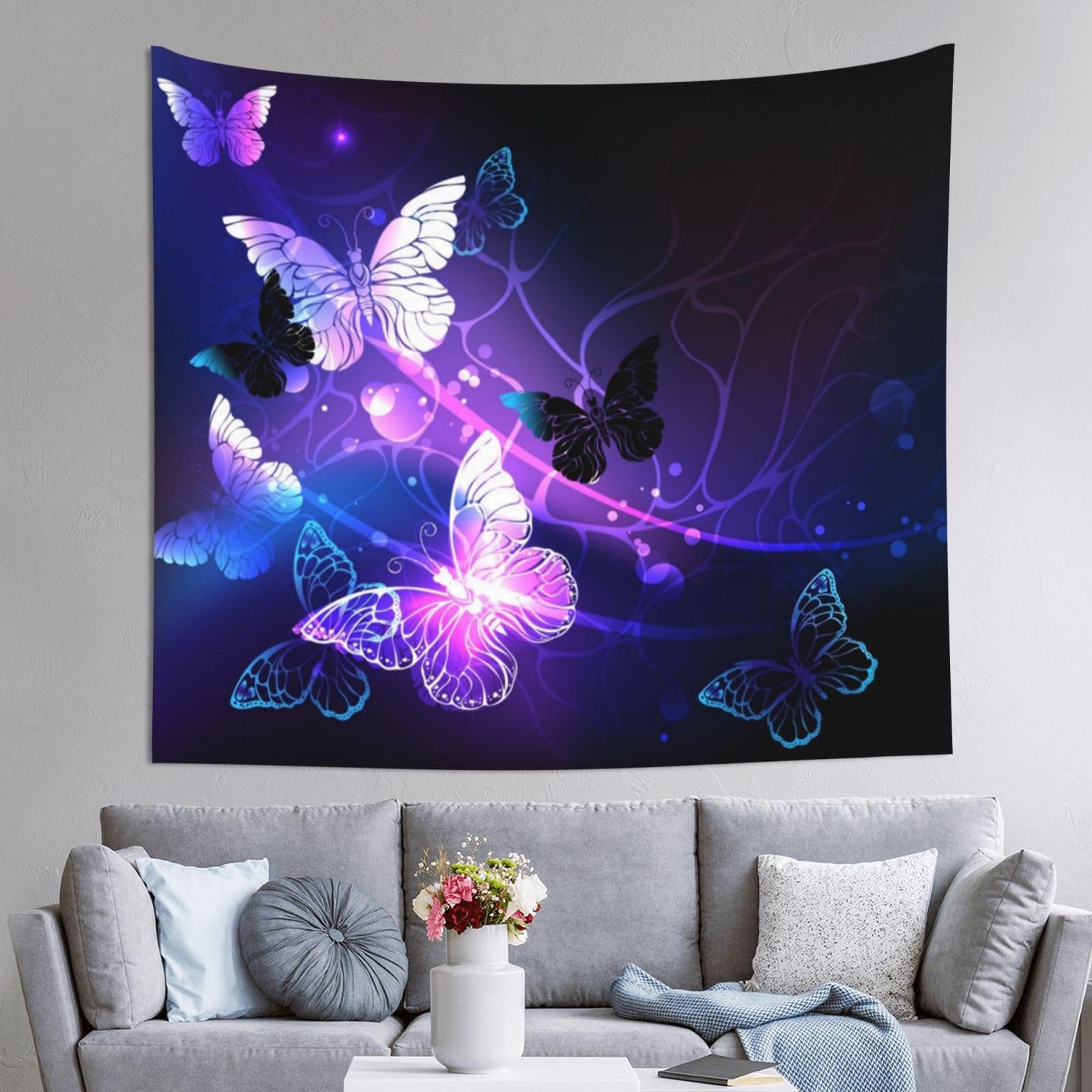 WKSGDSG Decoration Tapestry Wall Hanging For Bedroom, Butterflies, 152x130cm Dorm Decor, Lightweight Easy Hang Wall Art For Living Room, Aesthetic Tapestries For Outdoor, Ceiling, Doorway, Camping