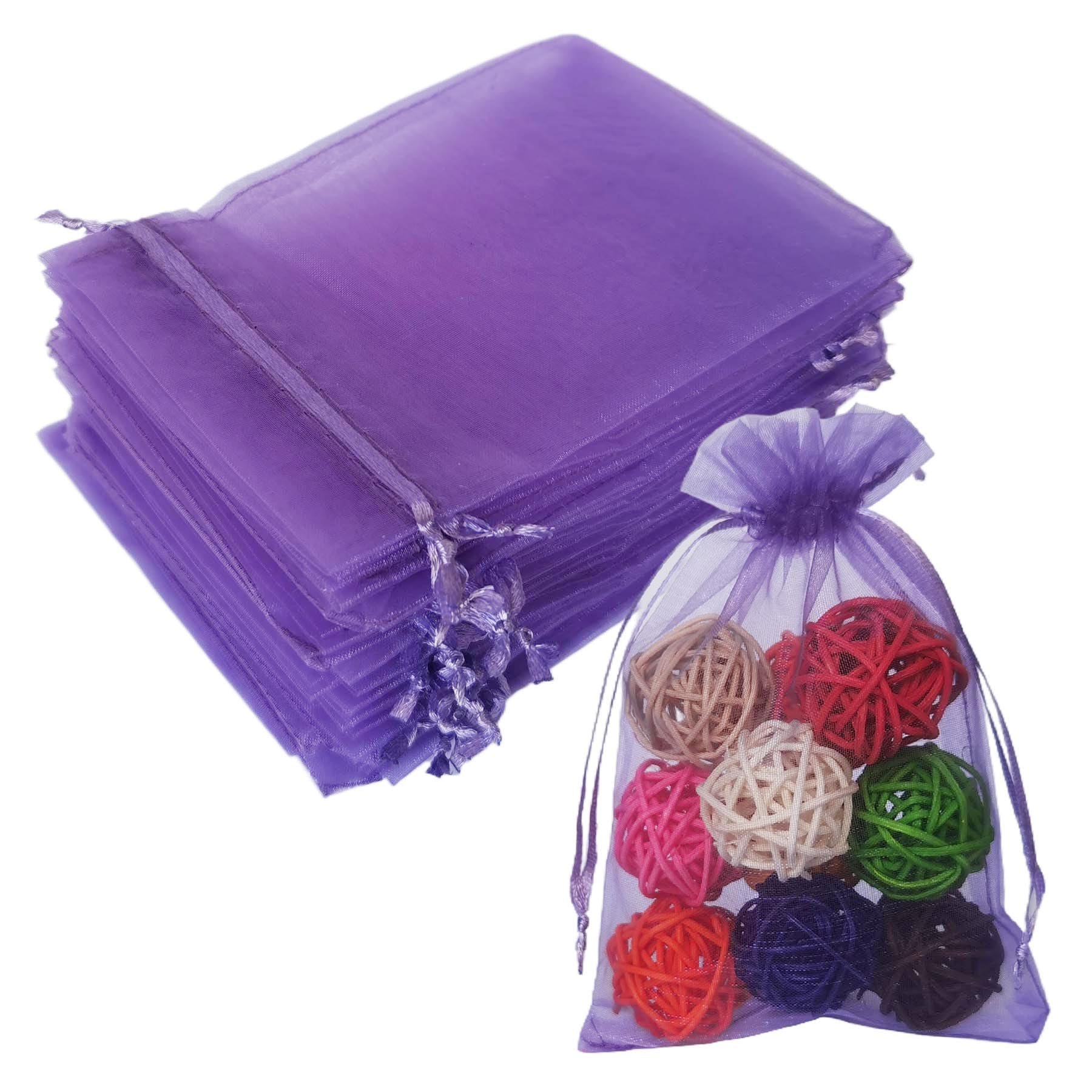 Organza Gift Wrap Bags Pack of 100 Drawstring 4x6 inch Lilac for Baby Shower,Party Favors,Baby Girl Birthday,Wedding,Bridal Shower,Christmas,Sheer