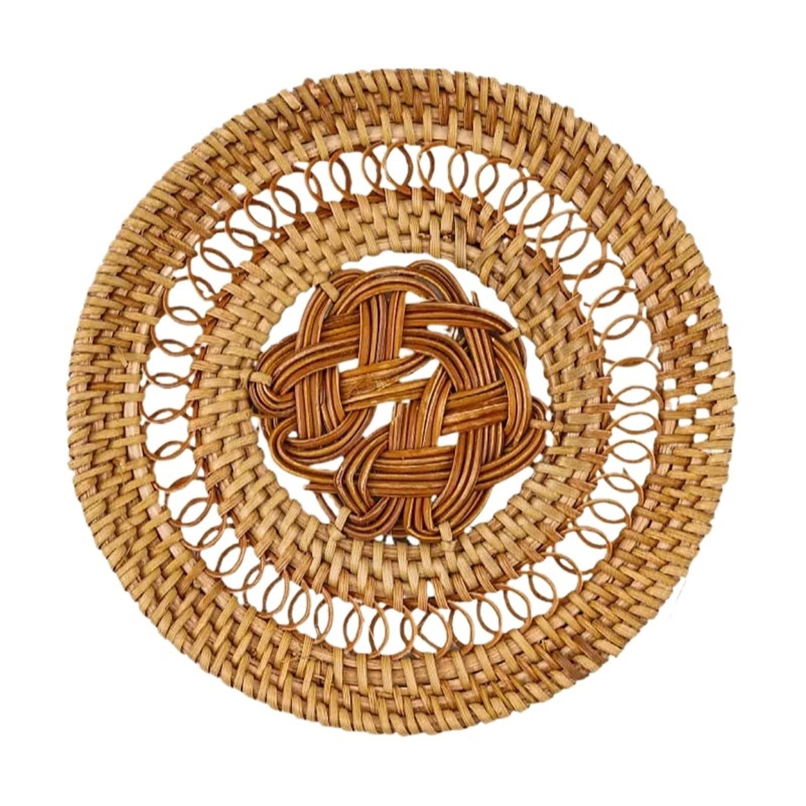 4 Pcs Handmade Rattan Coasters Heat Insulation And Anti-Skidding Tea Cup Pad Reusable Slip Resistant Mug Coaster Drinkware Decor For Drinks Home(Color 2,13cm)
