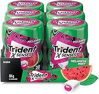Chiclete Trident XSenses Melancia Mint Sem Açúcar Garrafa - Caixa com 6 unid. de 54g