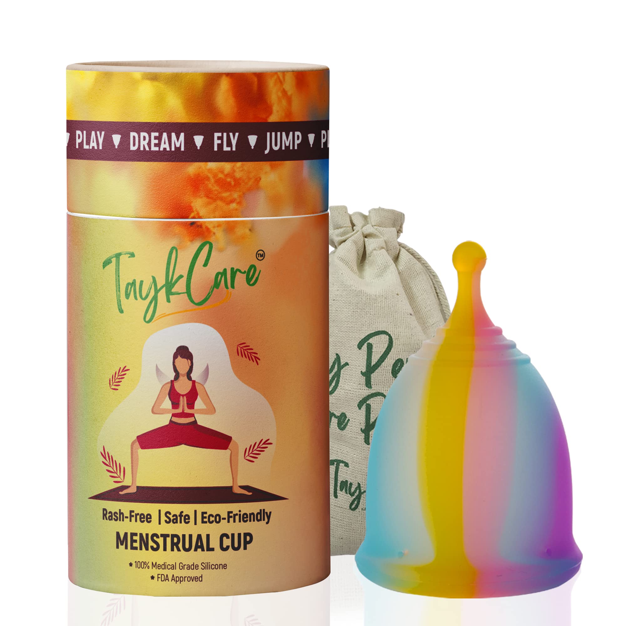 TaykCare Rainbow Menstrual Cup for Women | Rash-free, Odour-free, Leak-free | Period Protection for 8 -10 Hours | Rounded Stem – Grip & Comfort | 100% Medical Grade Silicone | FDA Registered | Reusable Menstrual Cup with Carry Pouch | (Small) (B0BPGSKV2Z) Amazon Price History, Amazon Price Tracker
