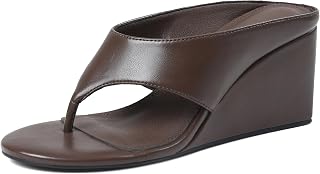 AMINUGAL Wedge Flip Flops Sandals for Women Trendy Dressy Summer | Wedges Heels for Women Chunky Heel Open Round Toe Slides Cute Beach Slip On Thong Sandals for Ladies Y2K Trendy Dressy