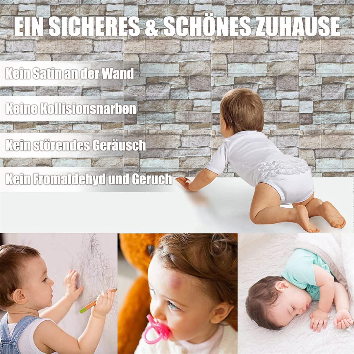 Samoprzylepne panele ścienne 3D, 10 sztuk, o wyglądzie kamienia, 35 x 38 cm, wodoszczelna tapeta ścienna, wzór cegły, tapeta ścienna, do salonu, sypialni, kuchni, łazienki (kolor skały)
