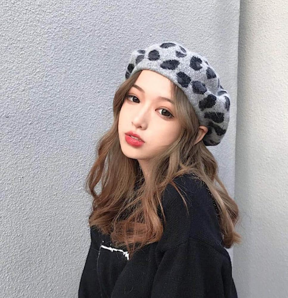 HELENKAMINSKI 　ラビットファー 　ヒョウ柄 ハット　帽子　美品 Amazon | [ShuMing] ベレー帽 レディース ヒョウ柄 ニット帽