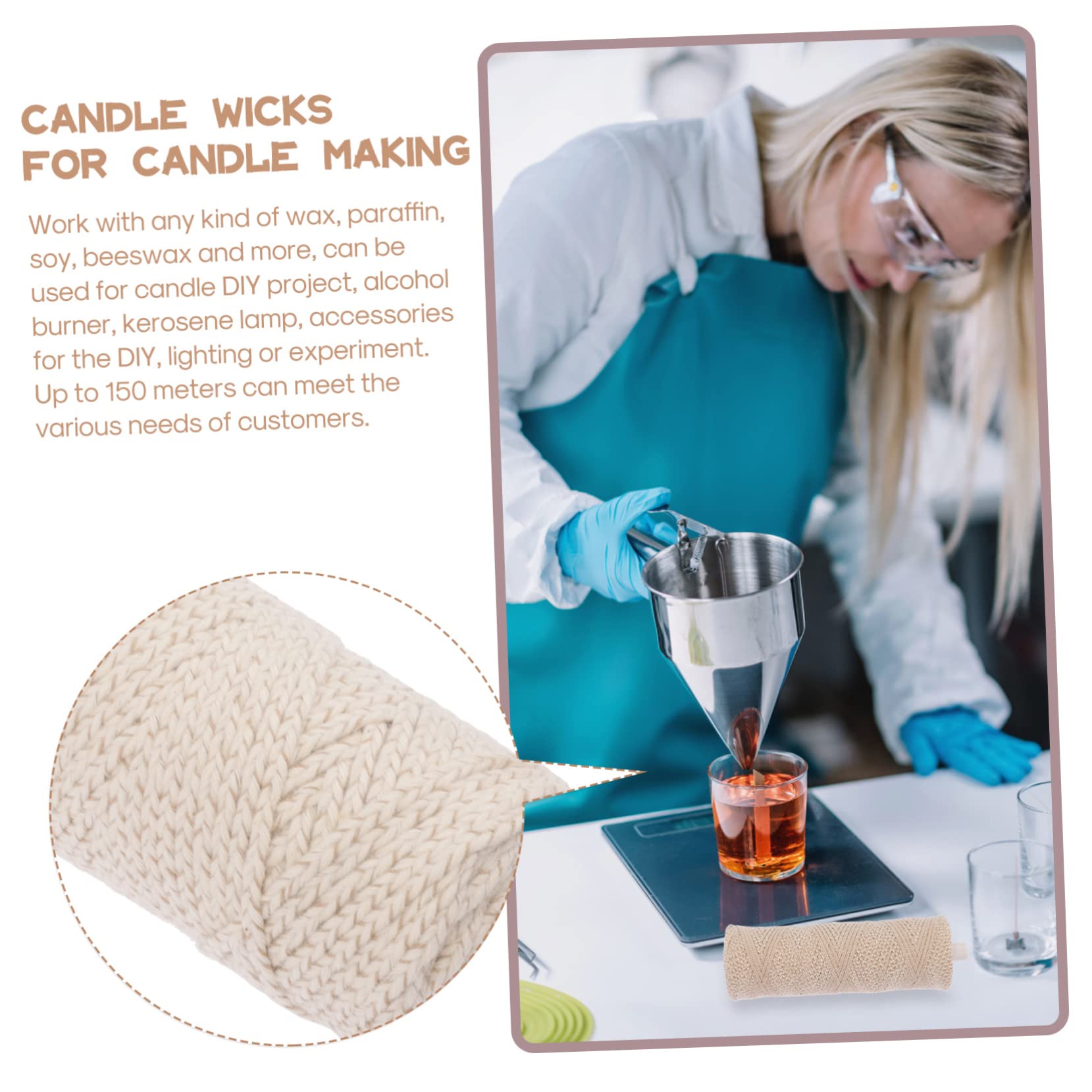 Rouleau De Mèche En Coton Pour Bougies - 61 Mètres, 100% Coton Naturel | Pour Cire D'abeille, Soja, Paraffine, DIY