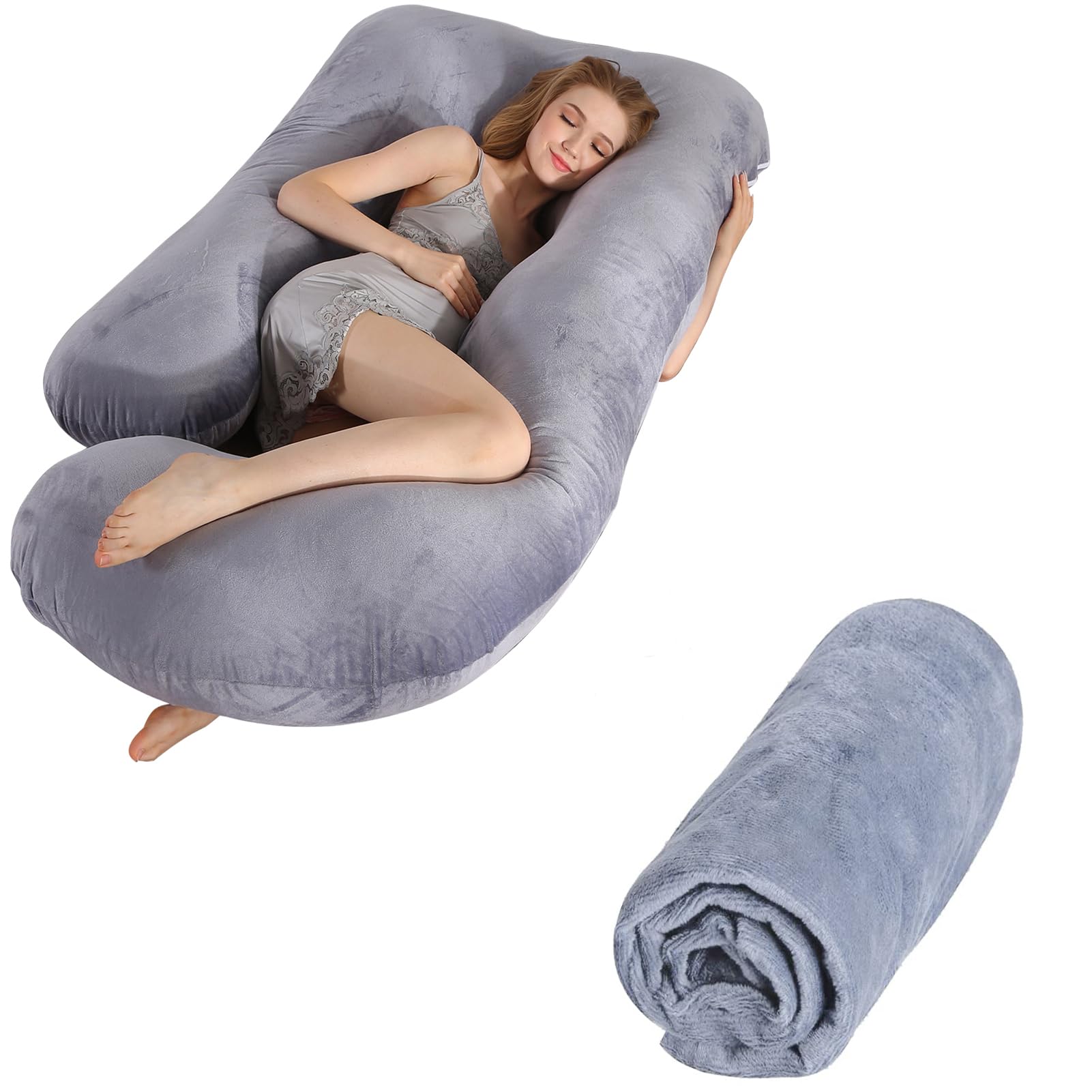 BATTOPPregnancy Pillow with Replacement Pillowcase,57 Inch Pregnancy Pillows for Sleeping