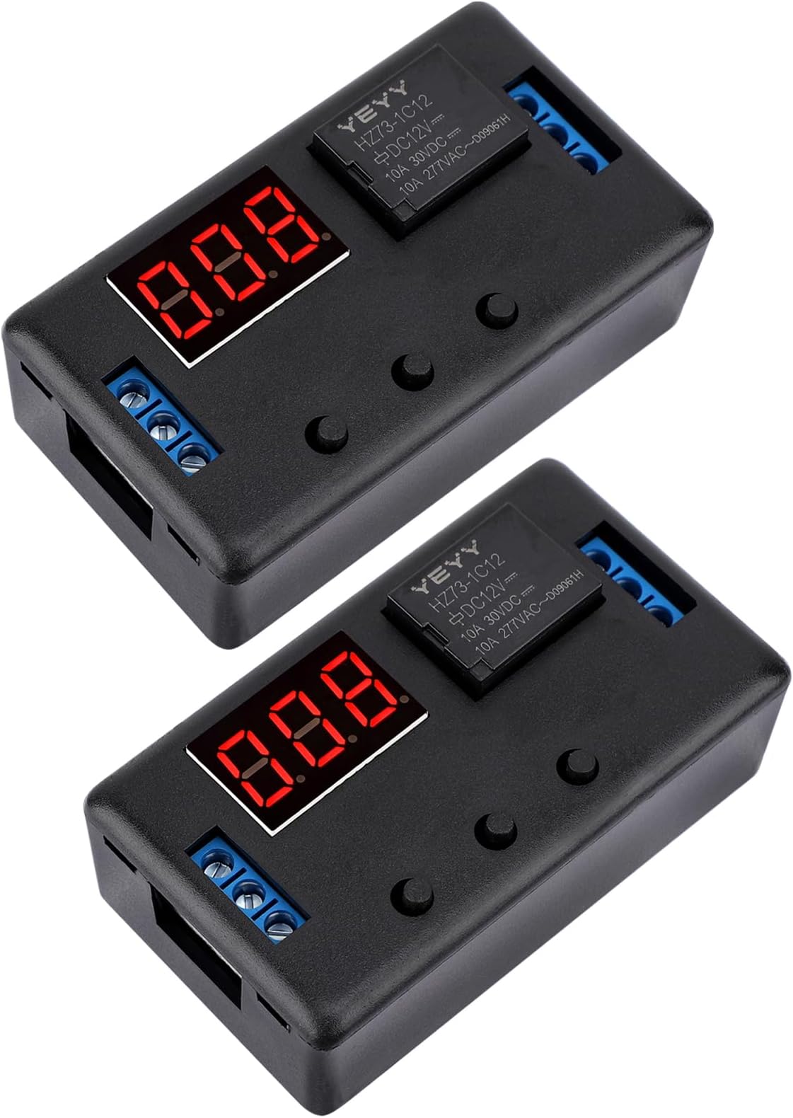 12V Timer Relay 2pcs, LED Display 4-Mode On-Off Automotive Time Delay Relay, Electric Delay Timer Switch 0.1s to 999min