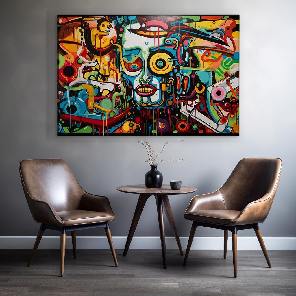 Canvas for Living room. Unveiling Vibrancy: A Kaleidoscope of Colors in Abstract Mural Mastery, 27 x 18 inch Canvas Wall Art - Contemporary Masterpieces - Modern Home Decor - 69x46 cm (27x18 inch)