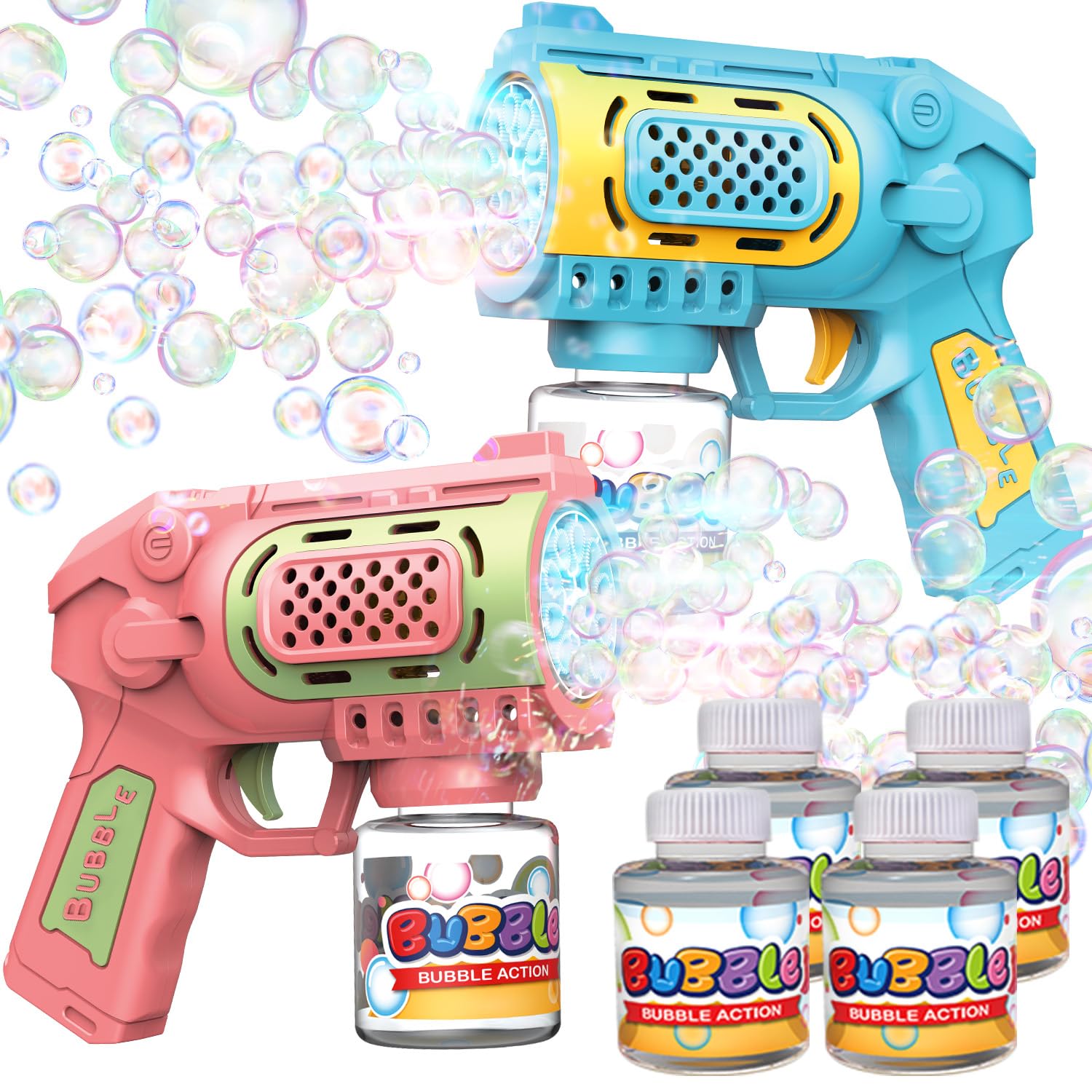 EagleStone Bubble Gun Toys for 3+ Year Old Kids Boys Girls, 2 Pack Automatic Bubble Machine with Bubble Solution, Summer Outdoor Kids Toys for Ages 3-4,4-6,5-7, Birthday Gifts for 3 4 5 6 7 8 Year Old