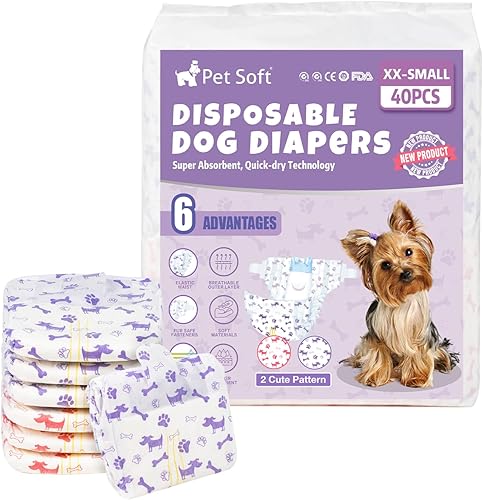 Pet Soft Pañales desechables para perras Pañales desechables para perritos con indicador de humedad, pañales para cachorros y gatos, súper