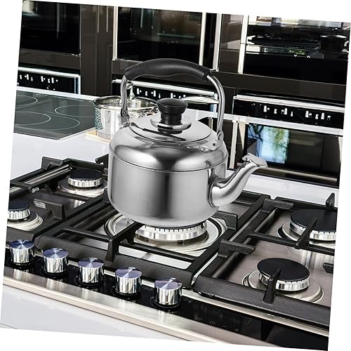 Miniatura 3 de YARNOW Hervidor de té de acero inoxidable, hervidor de té silbido en la parte superior de la estufa, tetera para estufa, mango ergonómico (1 cuarto