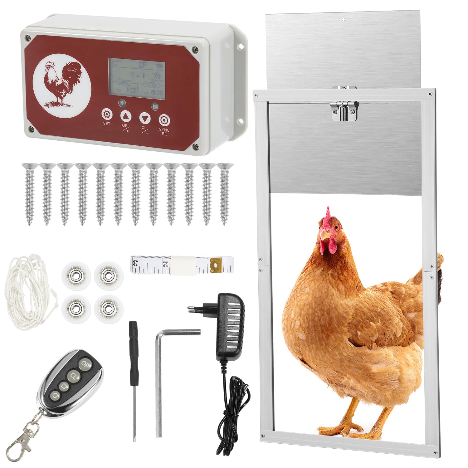 Daromigo Klapa kury czujnik światła timer LCD 30 x 30 cm IP44