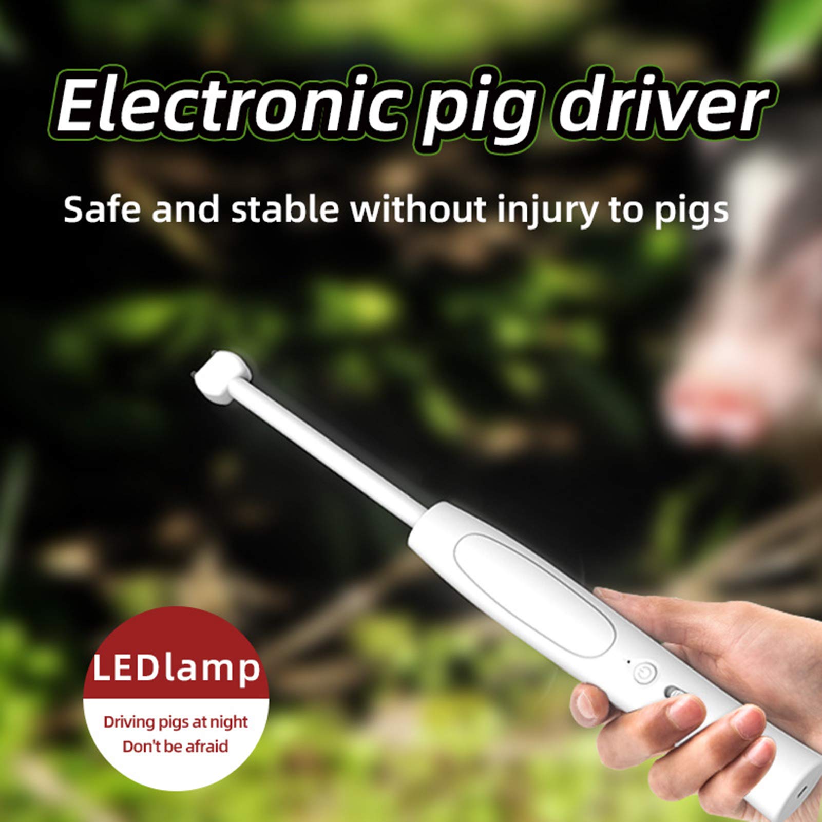 Palo EléCtrico para Conducir Cerdos,Controlador de Cerdo EléCtrico de Mano Recargable para Ganado con IluminacióN LED,para Vaca,Cerdo,Ganado,Cabras y Perro Grande,