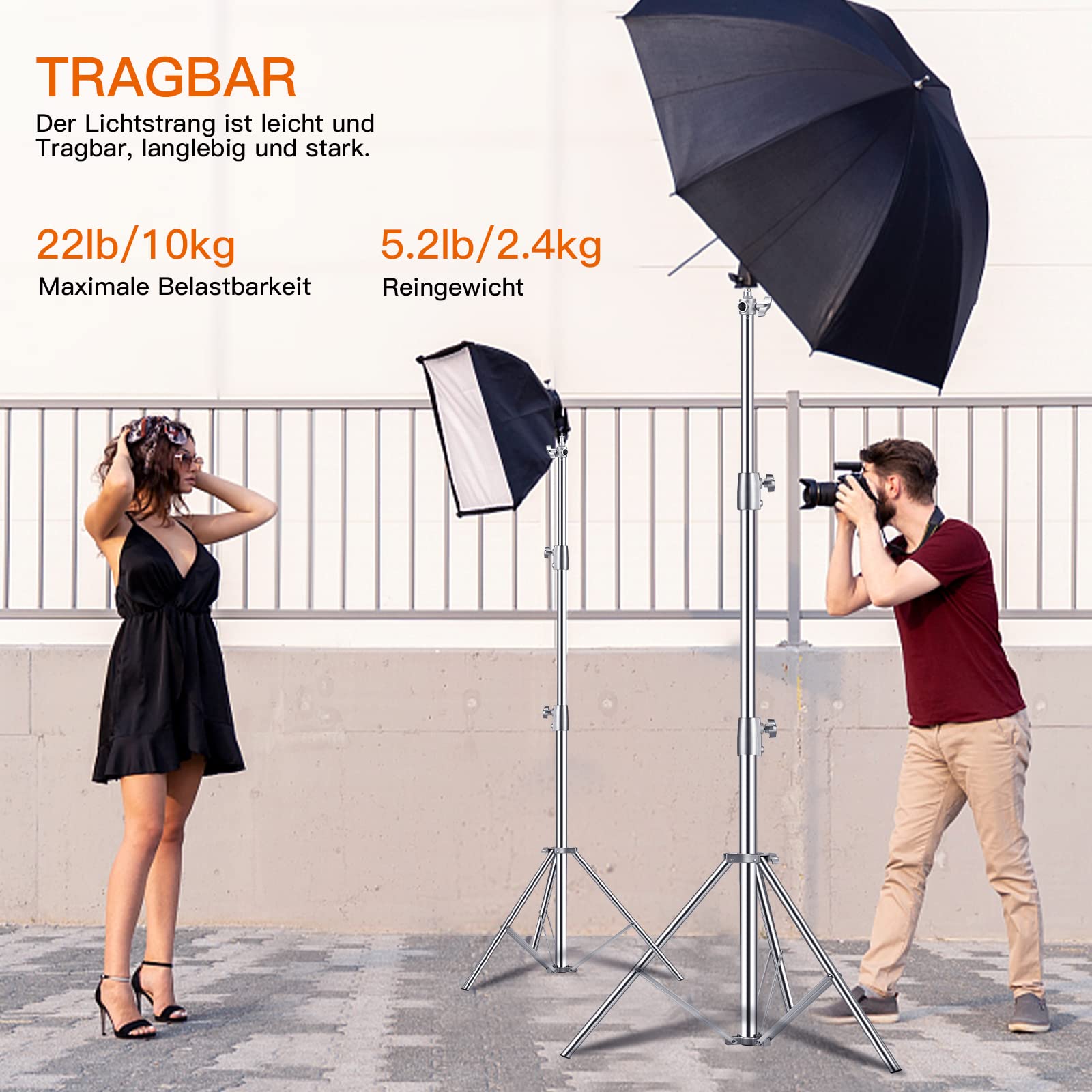 Soonpho 3m Spring Buffer Light Stand,Trépied Flash en Acier Inoxydable avec Sac de Rangement et Adaptateur 1/4.3/8 Pouces pour Enregistrement Vidéo Studio, Réflecteur, Lumière, Softbox, Parapluie