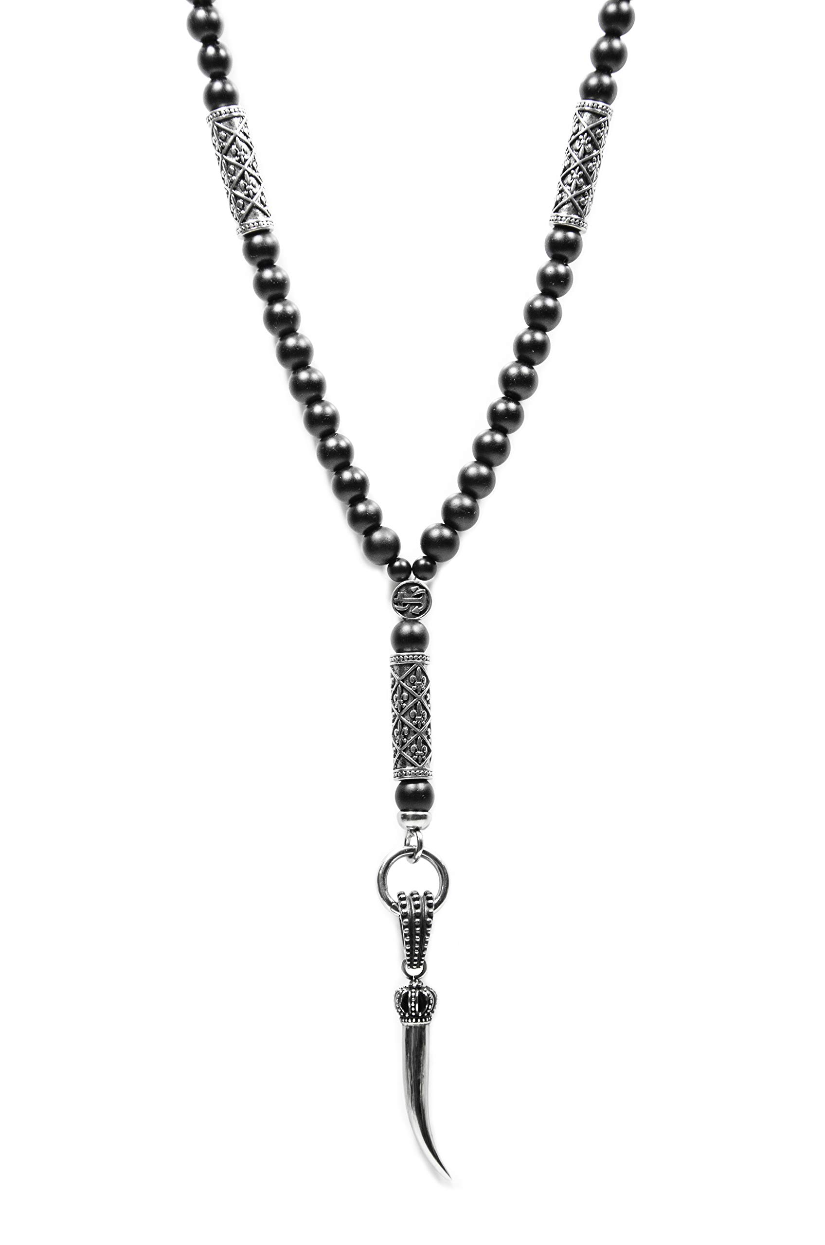 Herren Männer Halskette Y Kette Rosenkranz aus Onxy Schwarz Handmade Geschenke (80)