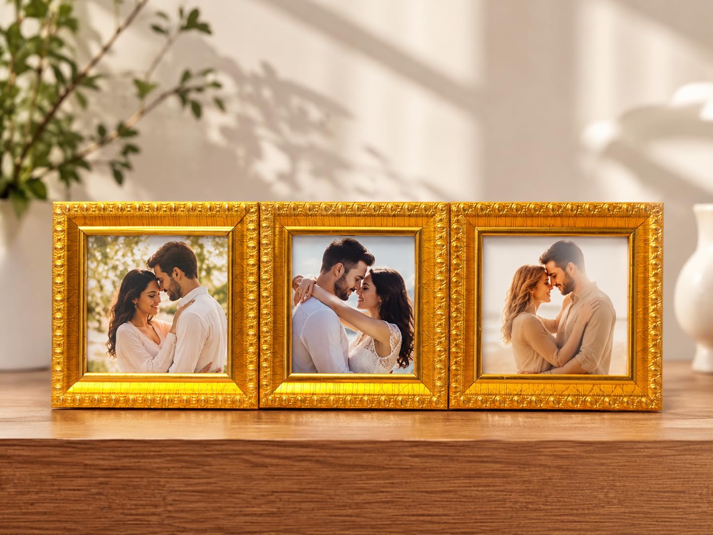 Square Photo Frames - Set of 3 Brown -13