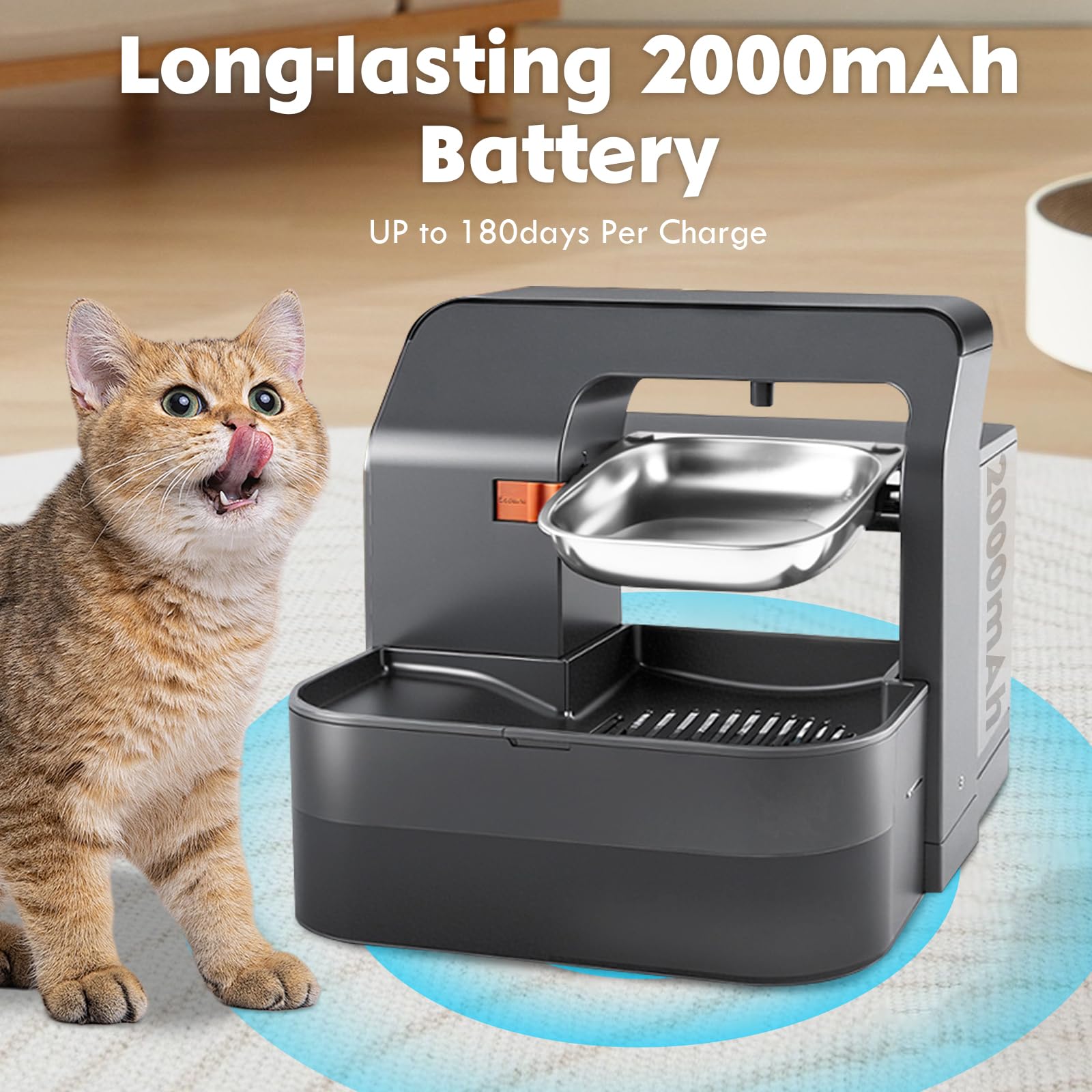Fuente de Agua Inalámbrica para Gatos y Perros de Acero INOX | 3,5L | Fuente de Agua para Gatos y Perros Sin Filtro - Dispensador Automático Anti-Impurezas con Separación de Residuos