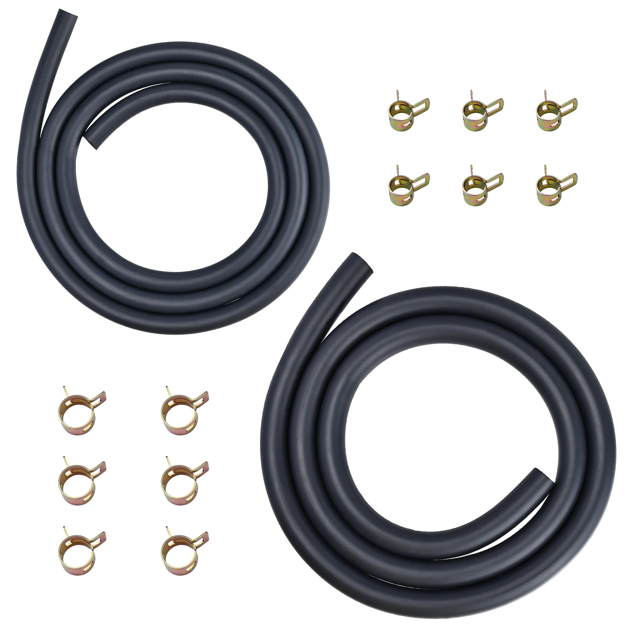 STRONGTHIUM 3/16" &amp; 5/16" Gas Fuel Line Hose Set 2 Size w/ 12 Pcs Clamps