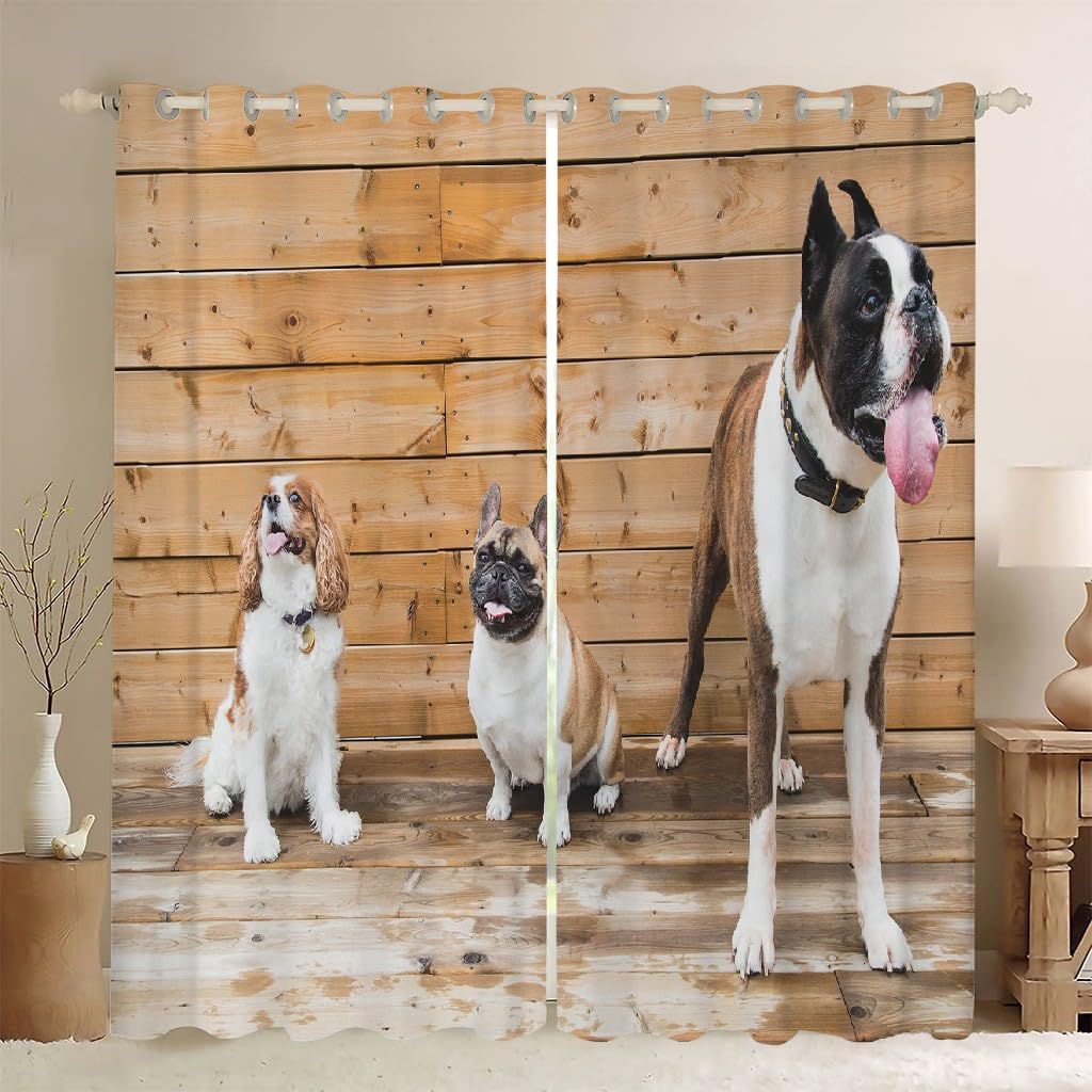 Rideaux et Draperies Intérieurs Bouledogue FrançAis Rideau Chien Boxer 3D Fibre Ultrafine Rideau Chambre, pour Toutes Les Saisons 140x220cm (LxH) 2 Pièces