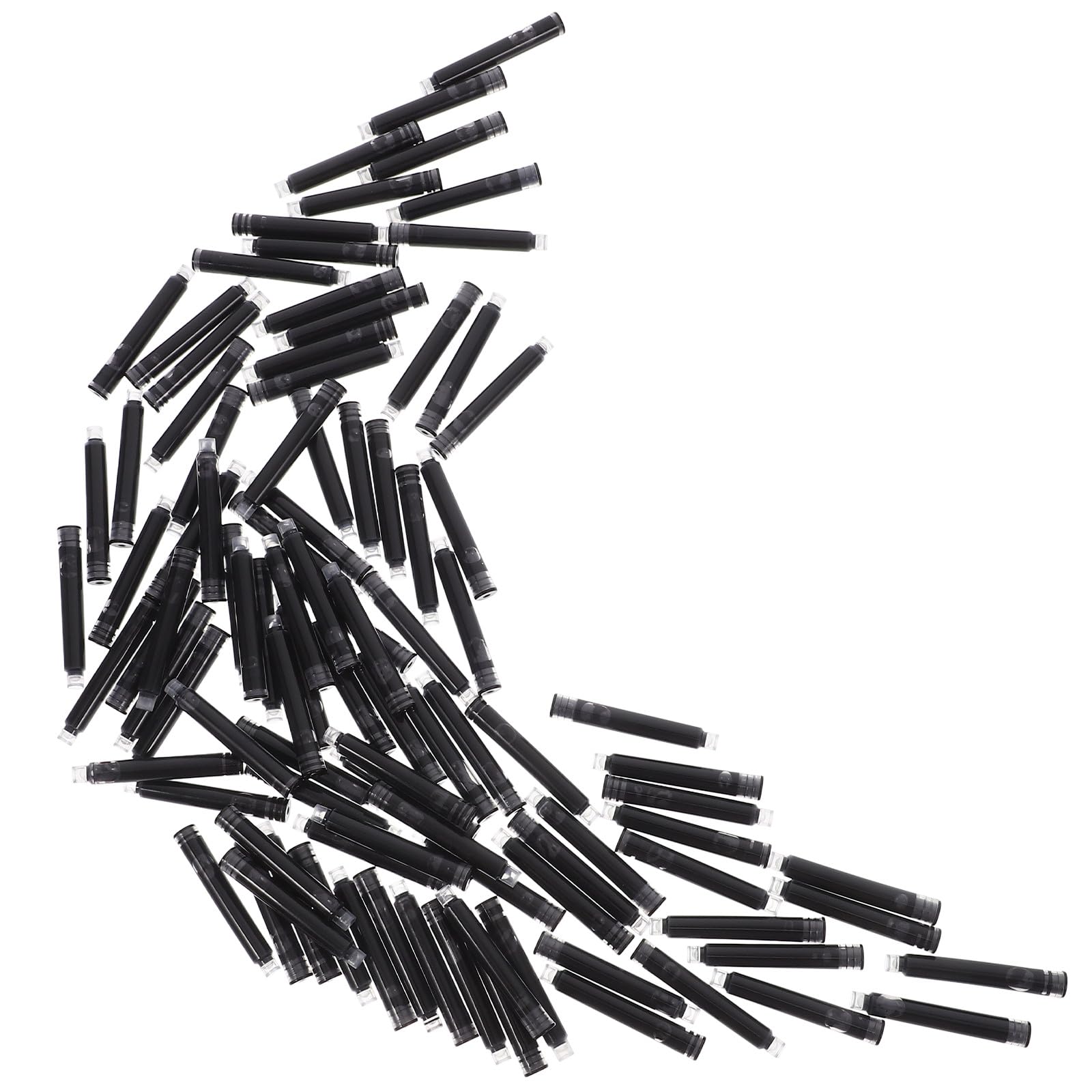 Gatuida 100 Pcs Black Fountain Pen Ink Refills Erasable Large Capacity Ink Cartridges for School and Office Writing Supplies