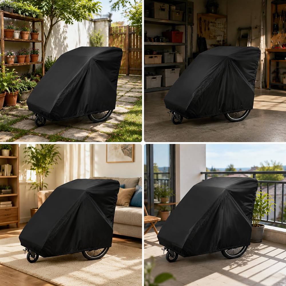 Housse Velo Exterieur Oxford 420D 140x84x99 cm Protection Universelle pour Remorque Noir