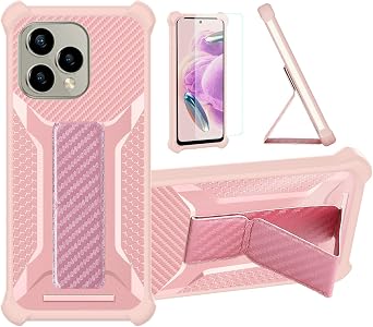 Aroepurt Case for Kxd Classic 13c Phone Case Stand Cover [with Tempered Glass Screen Protector] Hybrid Case [Folding Support Magnetic] [Frosted Anti-Fingerprint] Pink