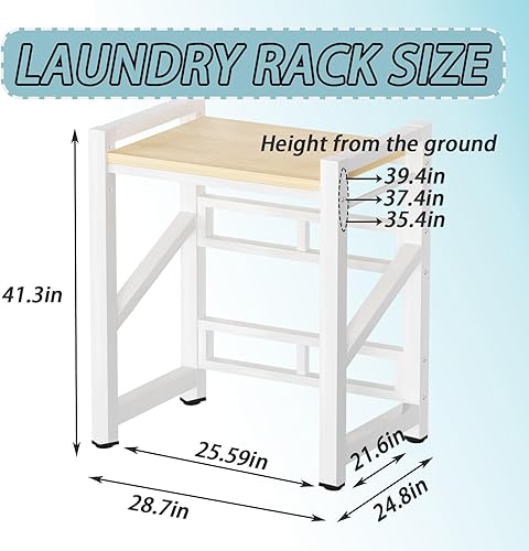 Miniatura 2 de Soporte apilable para lavadora y secadora con 4 ruedas, estantes metálicos para lavadora y secadora con espacio de almacenamiento, kit de