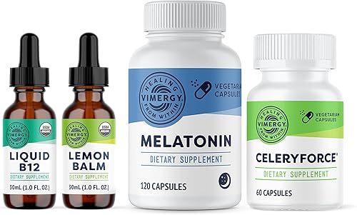 Vimergy BrainSpark Booster Kit Rise and Shine - Vitamin & Supplement Bundle Organic Liquid Vitamin B12 30ml, Organic Lemon Balm Extract 30ml,