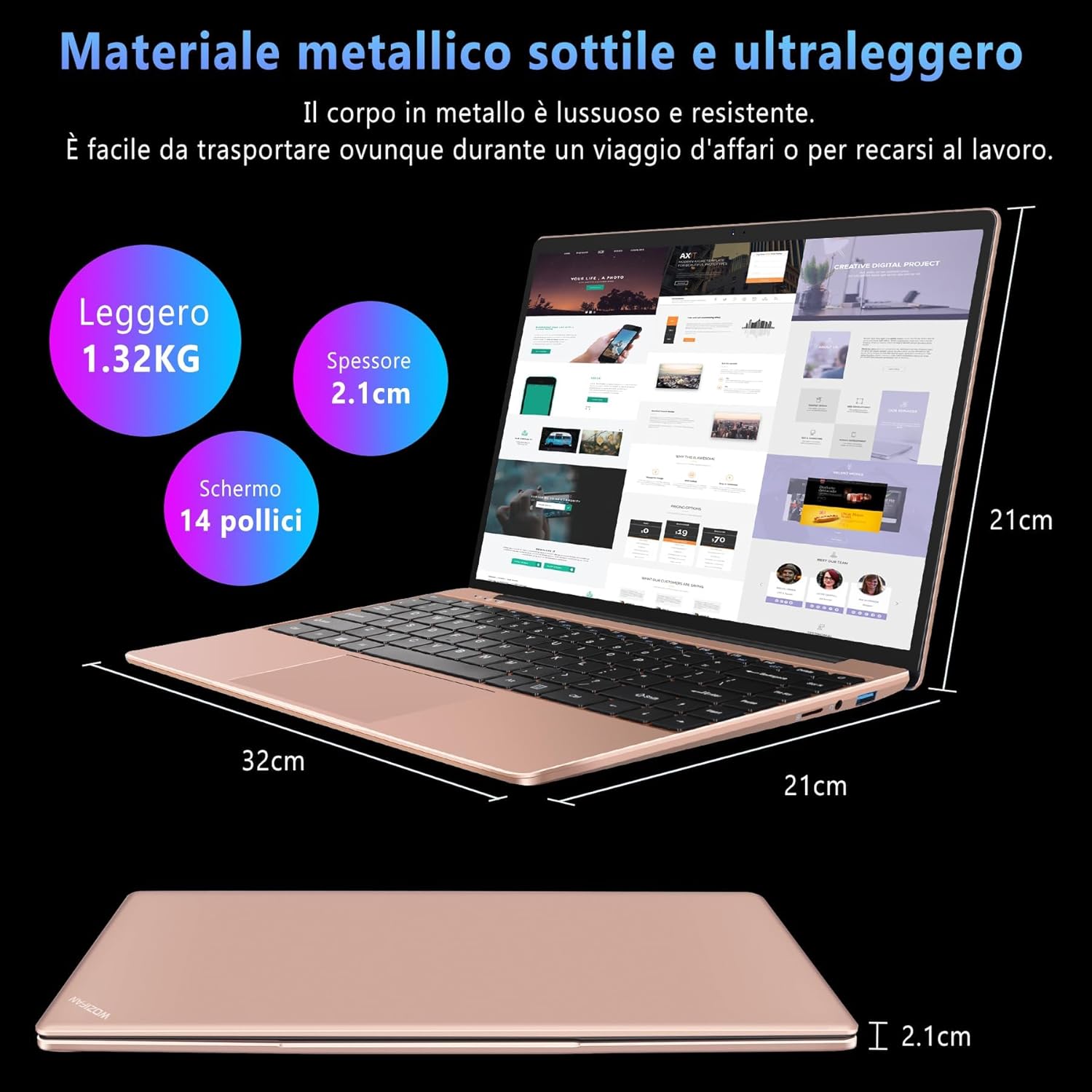 WOZIFAN Windows 11 computer portatile 14 Notebook 6GB+256GB Supporta lespansione 1TB SSD PC Portatile Intel 2.4G+5G 1080P con mouse senza fili protezione della tastiera(Italiana)-Oro WOZIFAN Windows 11 computer portatile 14 Notebook 6GB+256GB Supporta lespansione 1TB SSD PC Portatile Intel 2.4G+5G 1080P con mouse senza fili protezione della tastiera(Italiana)-Oro