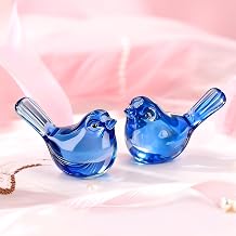 kanpura 2 Pack Glass Bird Statues Crystal Bird Figurines Handmade Modern Animal Statue Ornament for Living Room, Bedroom, Office Desktop, CabinetsDark Blue
