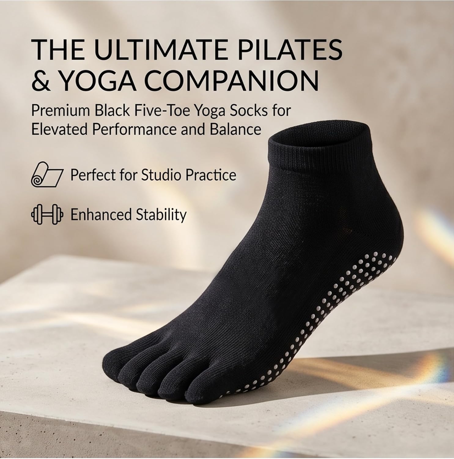 1/2 Pairs Grippy Socks Woman Pilates Grip Socks Non Slip Full Toe Barre Ballet Non Skid Yoga Socks One Size 5.5-9