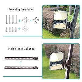 10L0L Golf Cart Side Mirrors Compatible with Yamaha Club Car EZ-GO and Others Round or Square Tube Golf Cart Roof Bracket, No-drilling Required