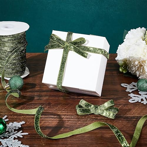 Miniatura 9 de PH PandaHall Cinta metálica con purpurina de 50 yardas150.0 ft, cinta blanca brillante de 38 pulgadas (0.394 in), cinta de poliéster con purpurina