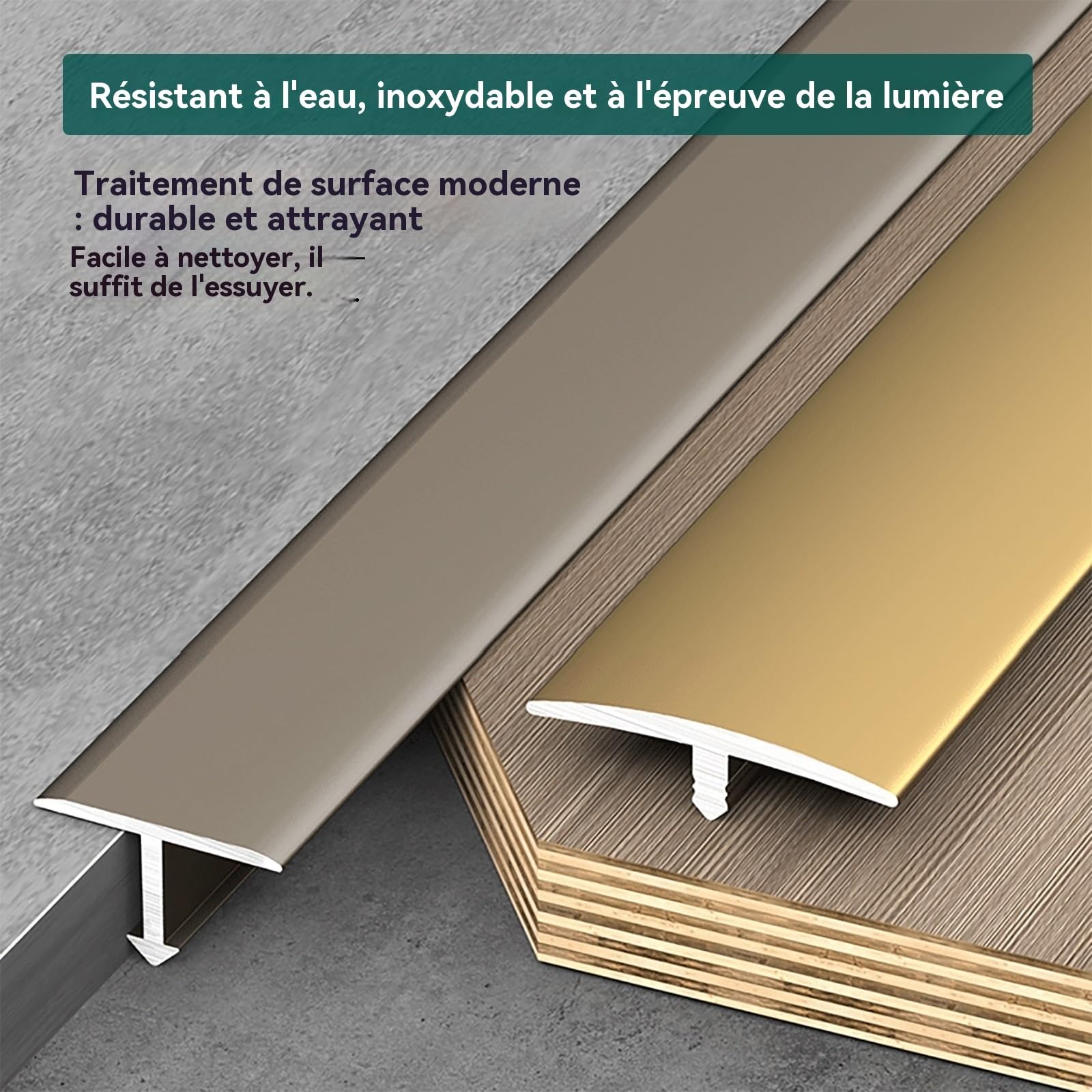 Baguette De Finition Carrelage Profil En T Barre Seuil 90cm* 3 Pièces Profile Aluminium Carrelage Pratique Pour Accessibilité Et Sécurité, Pour Maison Et Bureau(Champagne,60mm)
