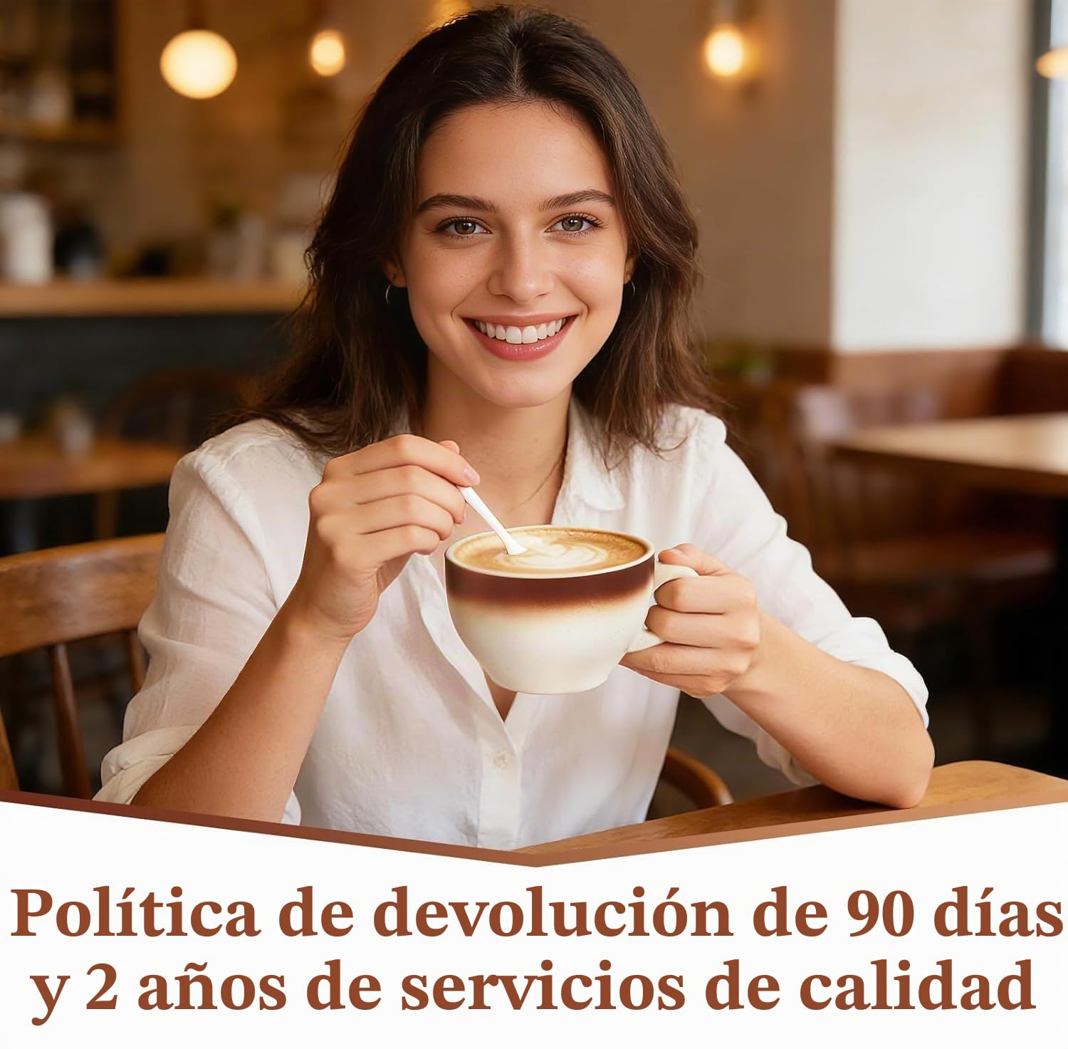 DUJUST Juego de 4 Tazas de Cafe (260ml) para Cappuccino, Latte y Espresso - Tazas de Cerámica con Platillos, Cucharas y Soporte Metálico, Marrón Degradado