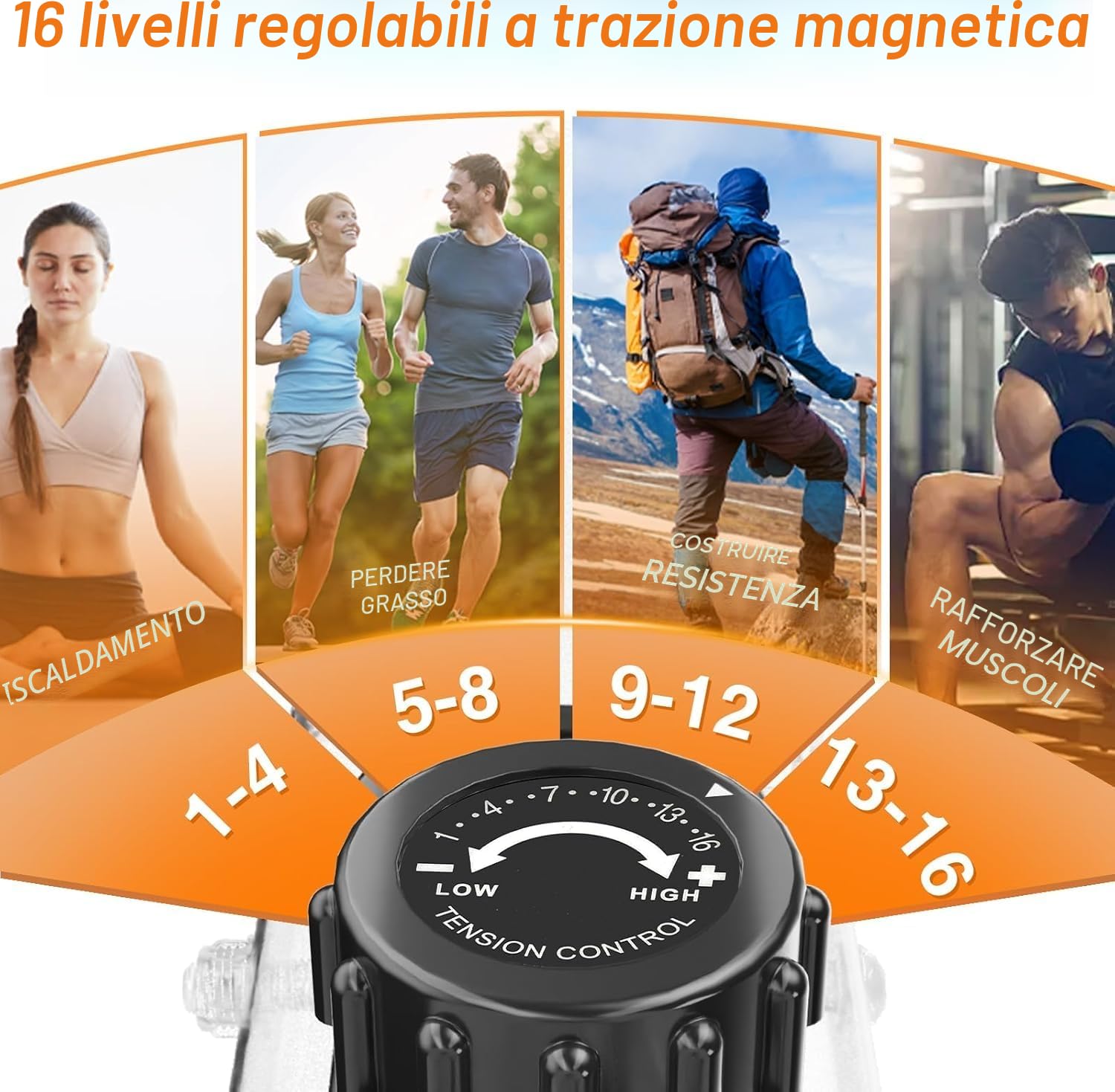 Dskeuzeew Cyclette Pieghevole da Casa, Bicicletta da Interno Silenziosa con Schermo LCD e Delle Pulsazioni, Bici da Fitness Magnetica con 16 Livelli di Resistenza, Capacità Max 150KG