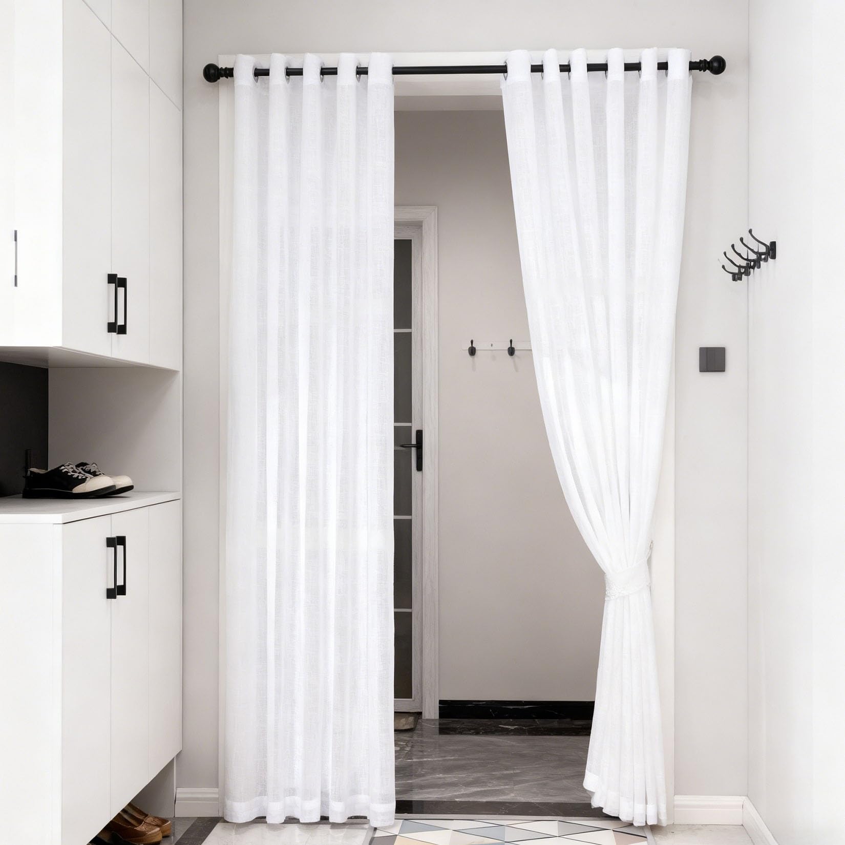 Cortinas de salón modernas de 62x255 cm translúcidas finitas para cocina
