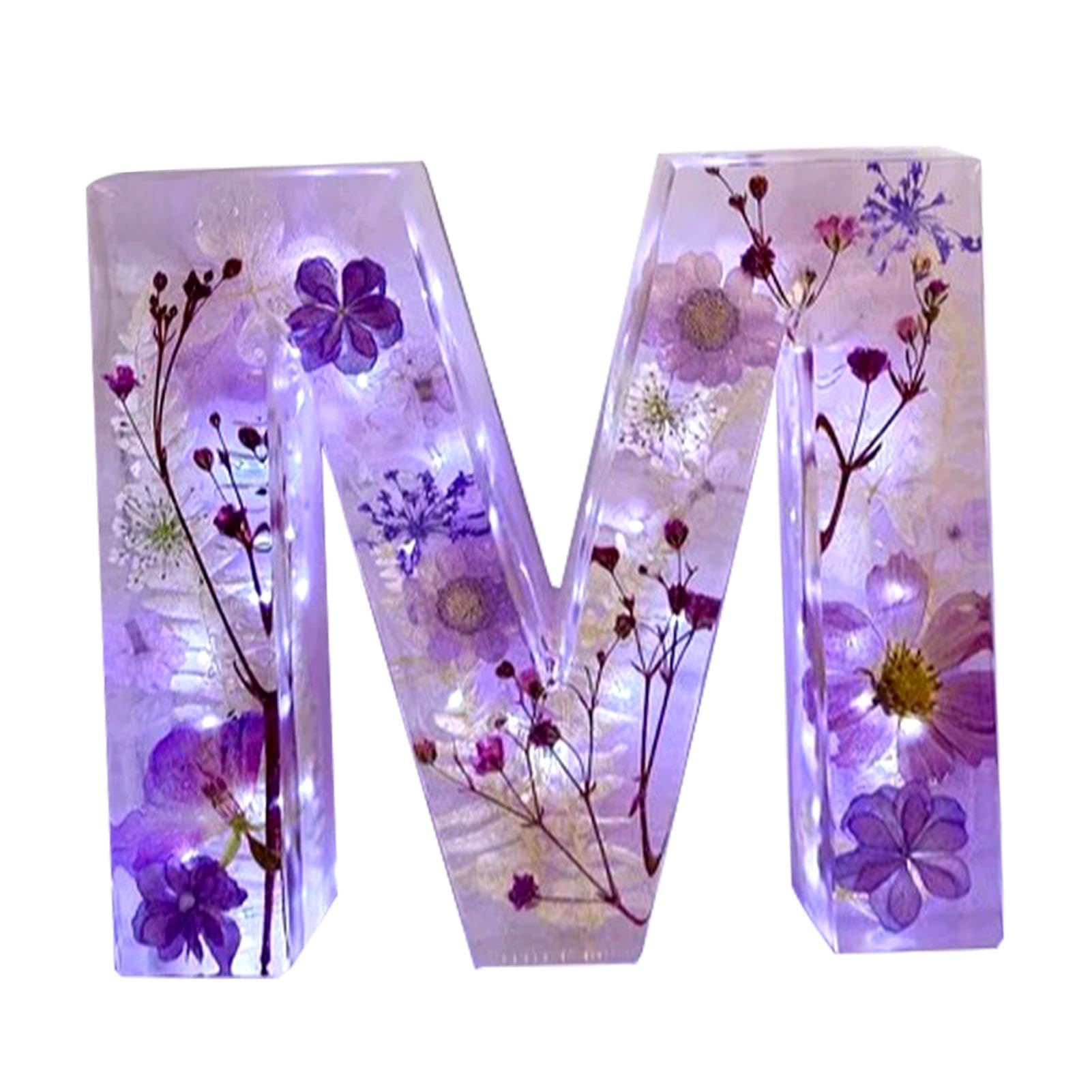 Alphabetical Floral Lamp, Floral Resin Nightlight, Creativity Floral Resin Night Lights Alphabet Elegant Night Light, Resin Flower Night Light Lamp, Flower Night Light Resin Alphabet For Women Girls