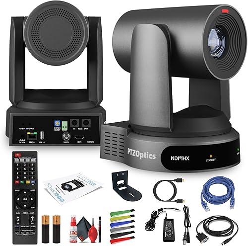 Miniatura 11 de PTZOptics Move Cámara PTZ 4K SDI/HDMI/USB/IP con zoom óptico de 20x (gris) (PT20X-4K-GY-G3) + soporte universal de pared (negro) + kit de limpieza