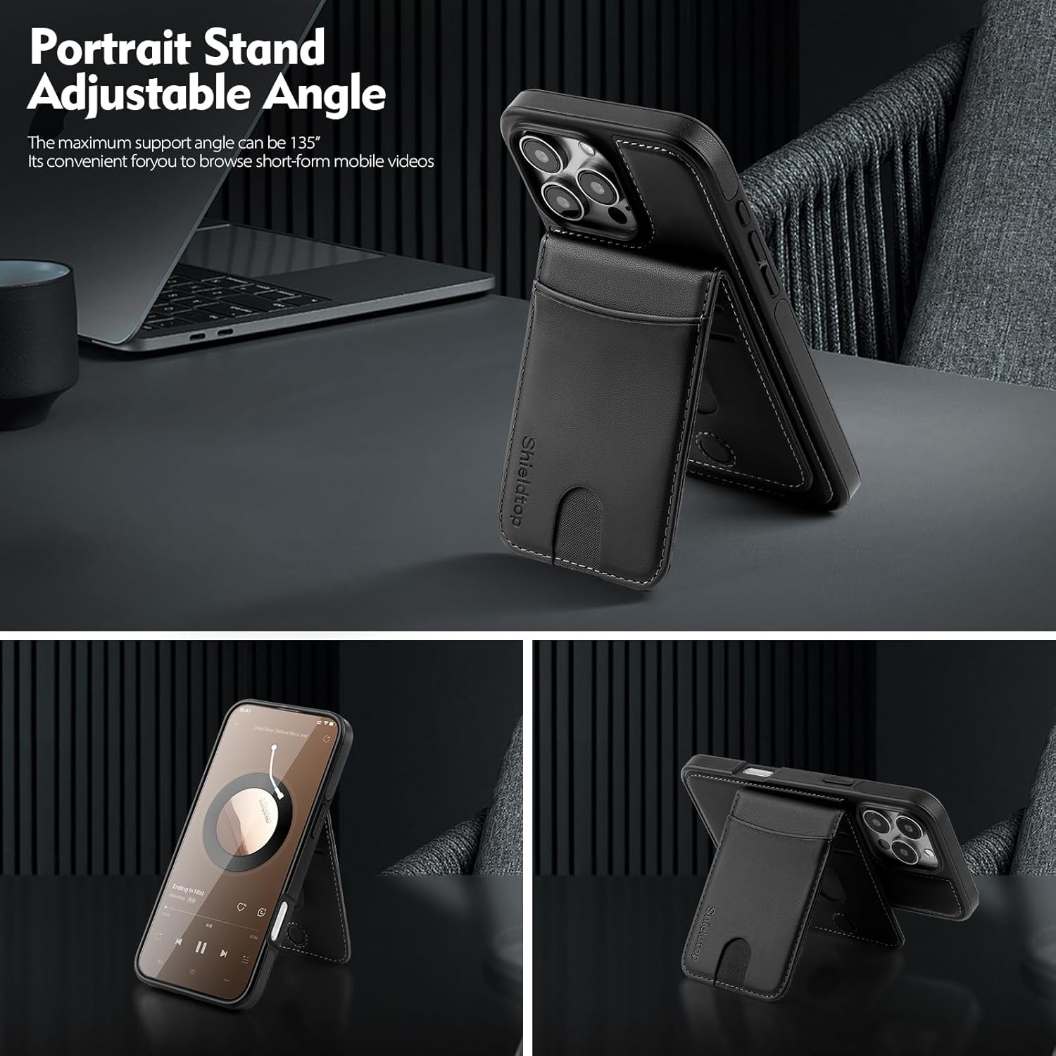 Compatible with Magsafe 2 in 1 Detachable for iPhone 16 Pro Wallet Case with Card Holder Women Men,Magnetic PU Leather RFID Blocking Flip Kickstand Credit Slots,for Apple 16 Pro,Black - Image 5