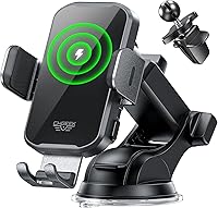 Vista 1 de CHGeek Soporte inalámbrico con cargador de coche para teléfono, carga rápida de 15W, soporte de teléfono con sujeción automática para el salpicadero