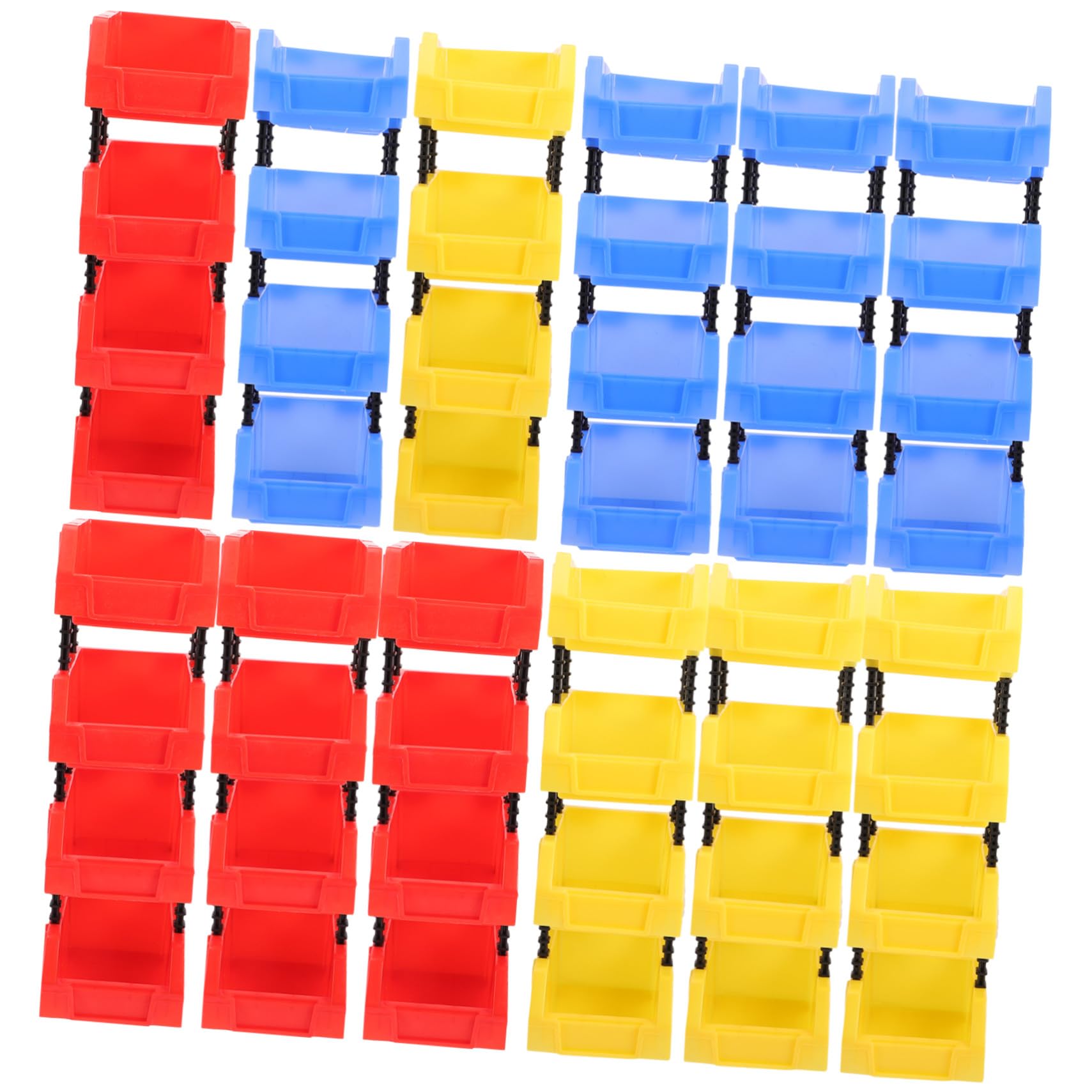 Boîte à pièces plastique pour garage avec 12 bacs de rangement empilables colorés