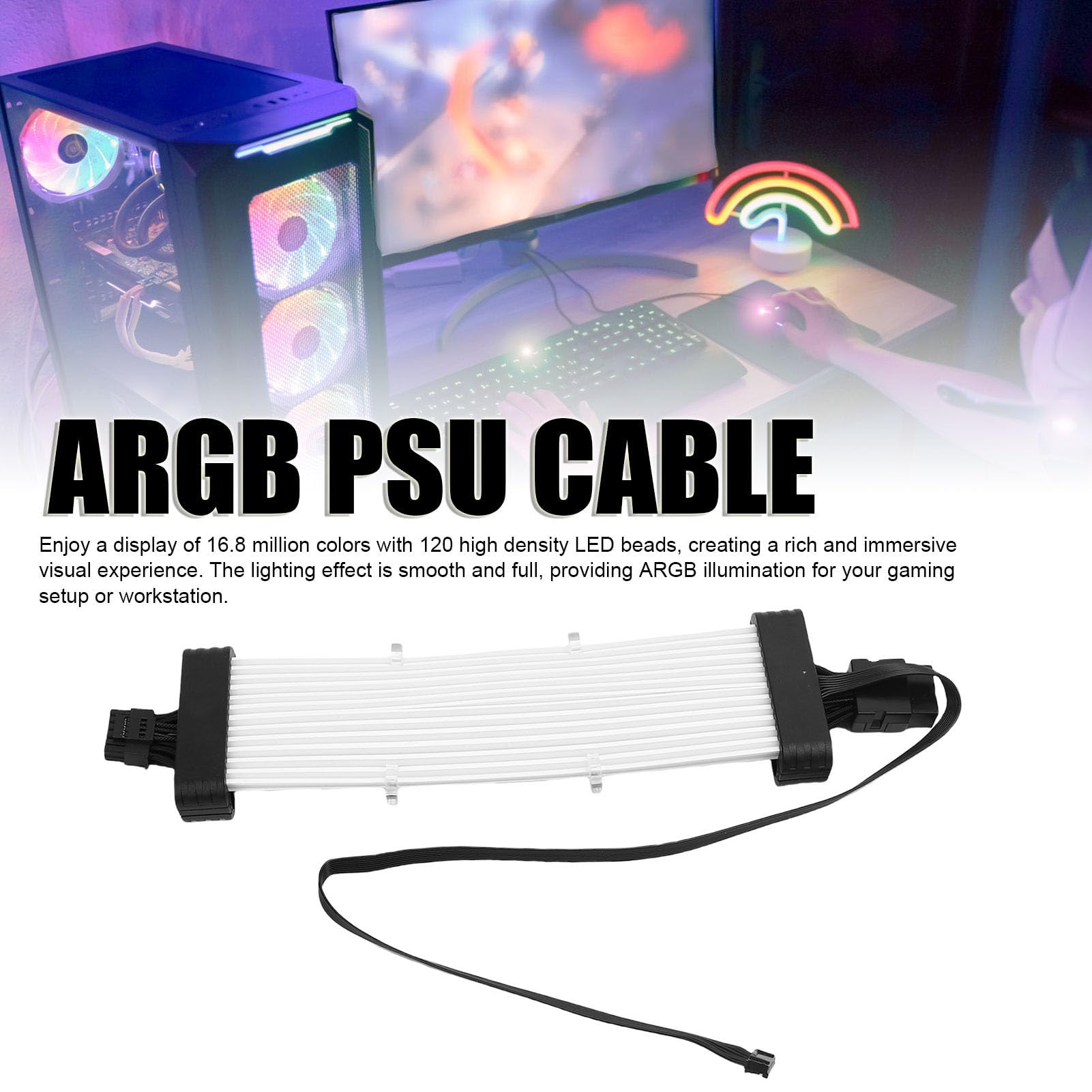 YUYTE Przewód ARGB do Zasilacza PSU, Taśma LED 5V do Komputera, Światło