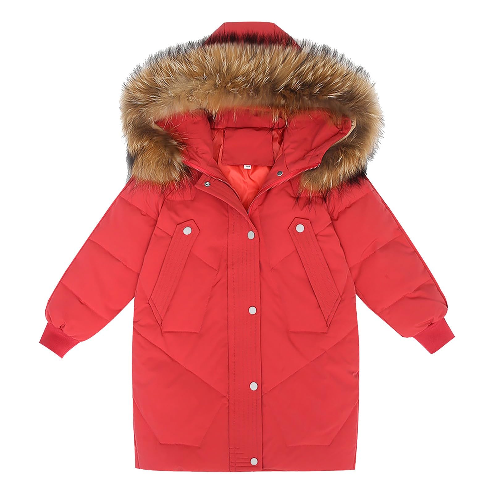 Cappotto invernale lungo foderato, giacca invernale per bambini, parka impermeabile, giacca trapuntata, calda con cappuccio, giacca da sci, giacca da neve, piumino imbottito